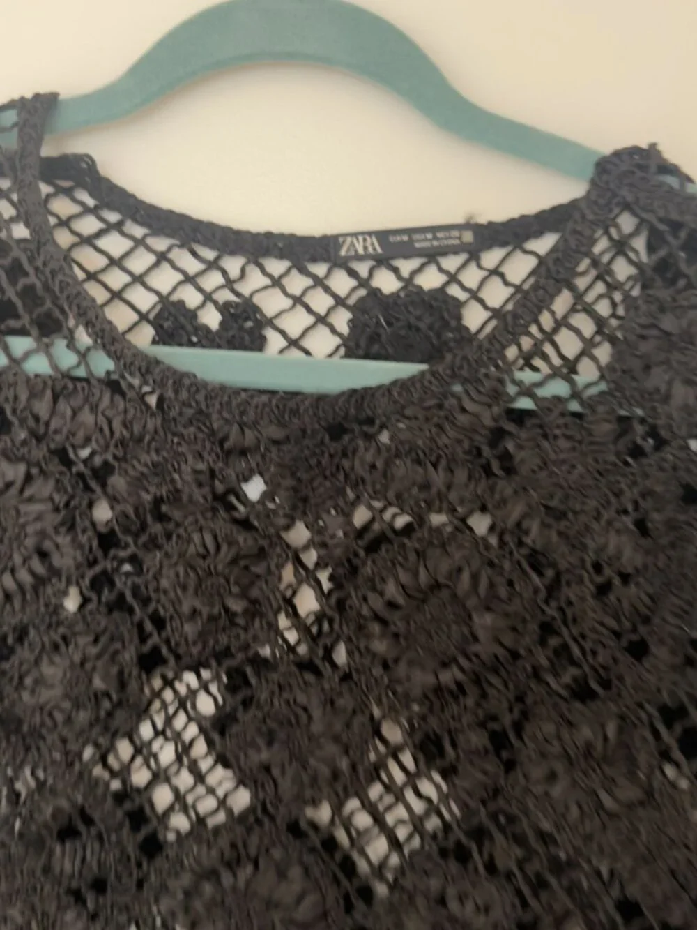 Zara Black Crochet Lace Cropped Top M